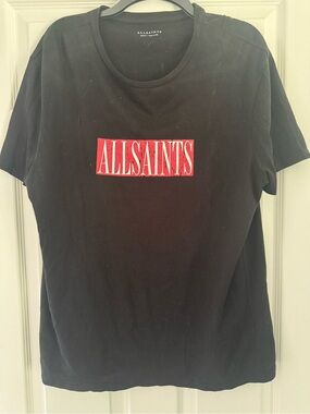 ALLSAINTS Black Tee with Red Logo